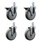 Service Caster 5'' Gray Polyurethane Wheel Swivel 7/8'' Square Stem Caster Set 2 Brakes, 4PK SCC-SQ20S514-PPUB-GRY-PLB-78-2-S-2 - alternate 1